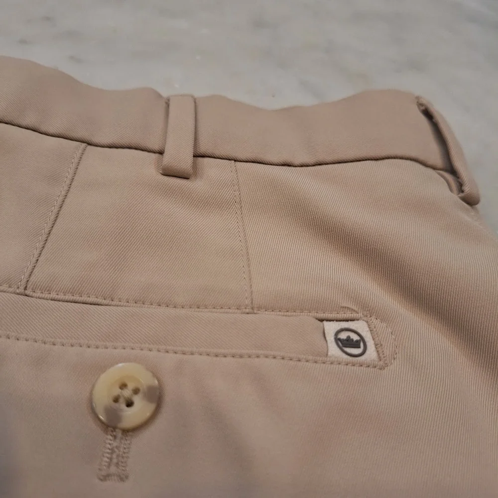 Peter Millar Golf Shorts Sz 36 Tan Khaki Performance Polyester Casual  7